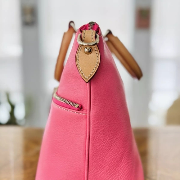 Dooney & Bourke Florentine Leather Dillen Satchel Bubble Gum Pink BAG & POUCH - Picture 9 of 10